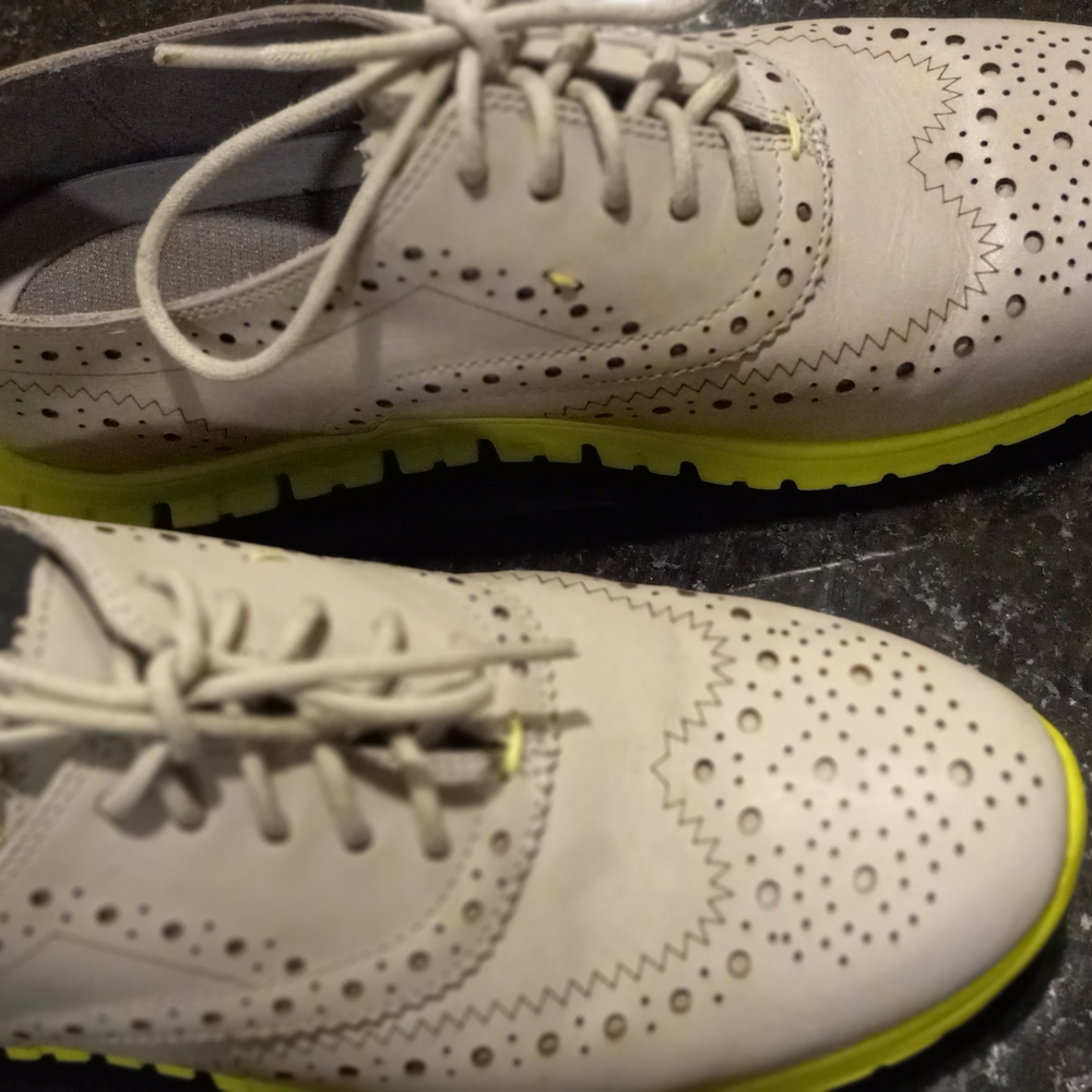 Women's Zero Grand Wing Tip Shoes In Grey with Yellow Sole